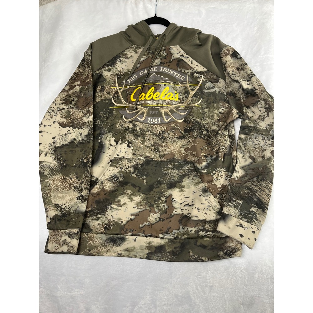 Cabela's Hoodie Mens Medium Camo Excellent Big Game Hunter 479C3952 Green